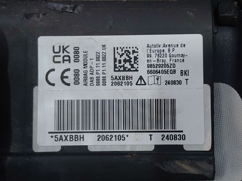 Recambio de kit airbag para opel corsa f hybrid referencia OEM IAM 98303513ZD  