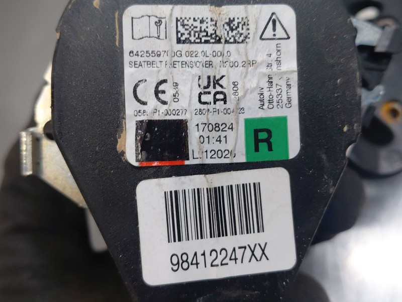 Recambio de cinturon seguridad trasero derecho para opel corsa f hybrid referencia OEM IAM 98412247XX  