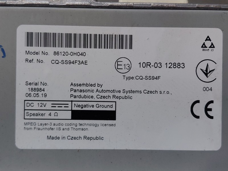 Recambio de sistema audio / radio cd para peugeot 108 1.0 vti 72 referencia OEM IAM B000792380 861200H040 