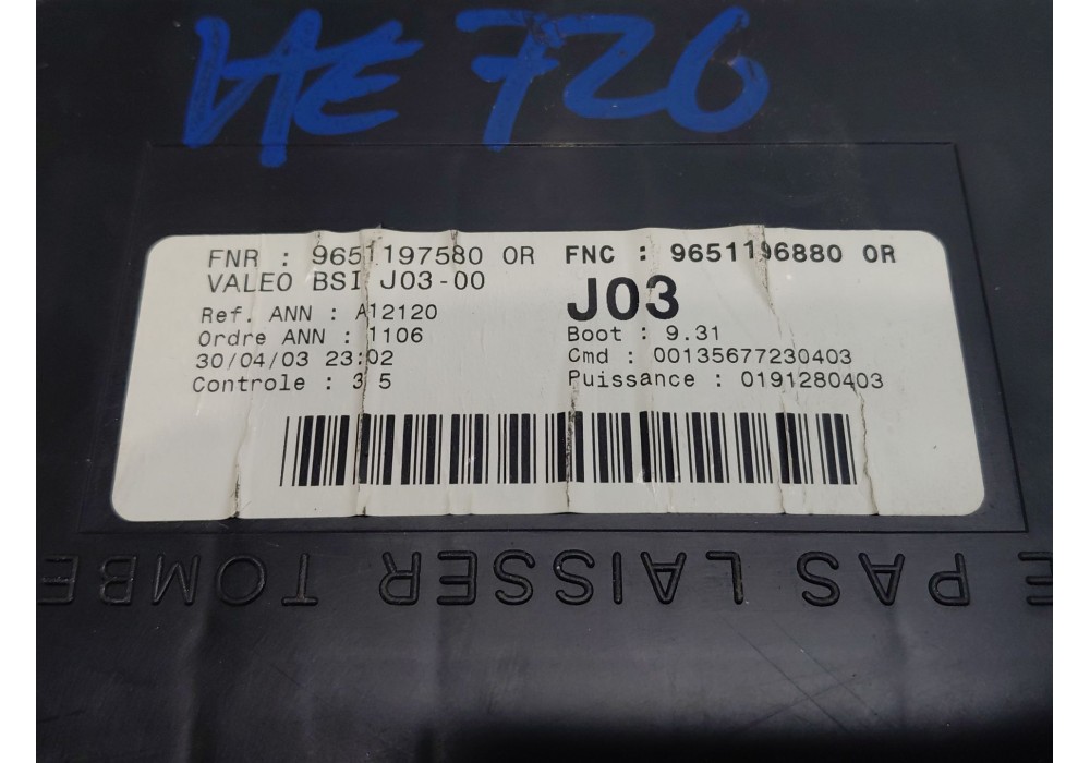 Recambio de caja reles / fusibles para peugeot 307 break (3e) 2.0 hdi 110 referencia OEM IAM 9651197580 9651196880 