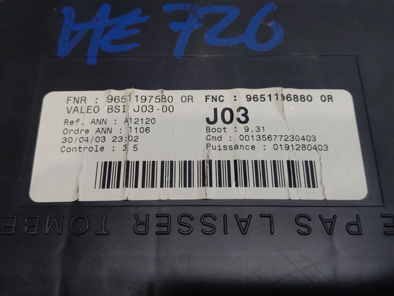 Recambio de caja reles / fusibles para peugeot 307 break (3e) 2.0 hdi 110 referencia OEM IAM 9651197580 9651196880 