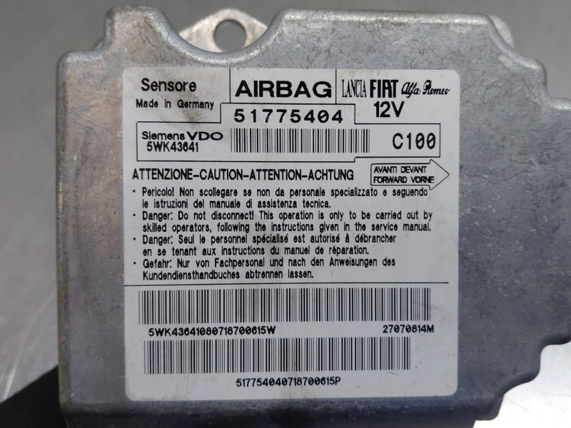 Recambio de centralita airbag para fiat bravo (198) active referencia OEM IAM 51775404  