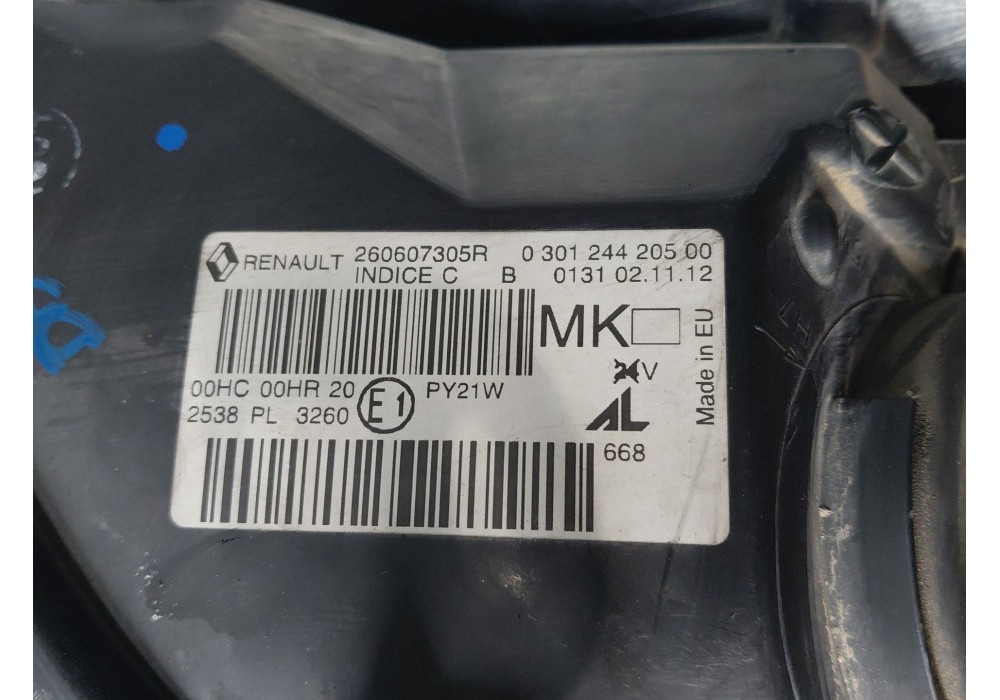 Recambio de faro izquierdo para renault megane iii grandtour (kz0/1) 1.5 dci referencia OEM IAM 260607305R 260600552R 