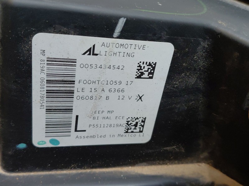 Recambio de faro izquierdo para jeep compass ii multiair referencia OEM IAM 53434542  