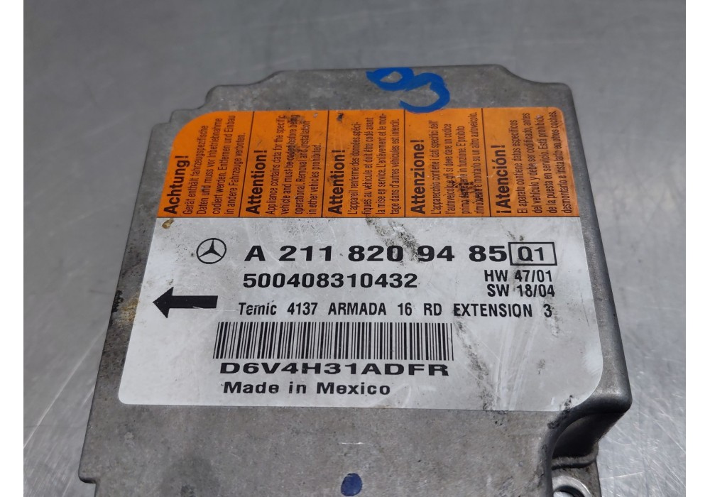 Recambio de centralita airbag para mercedes-benz clase e (w211) e 270 cdi (211.016) referencia OEM IAM   