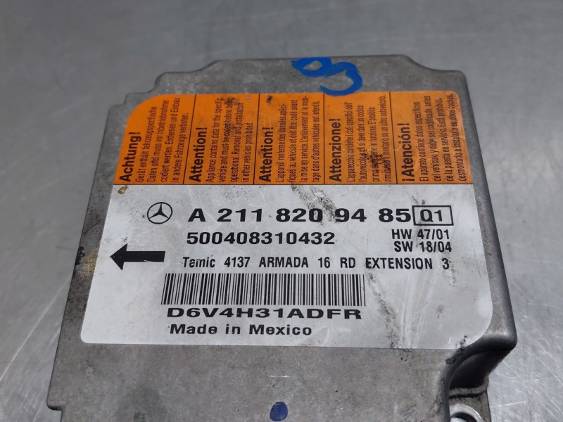 Recambio de centralita airbag para mercedes-benz clase e (w211) e 270 cdi (211.016) referencia OEM IAM   