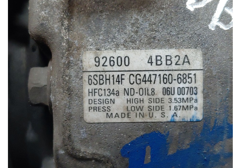 Recambio de compresor aire acondicionado para nissan x-trail iv 2.5 dci 4wd referencia OEM IAM 926004BB2A  