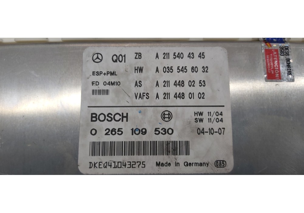 Recambio de centralita asientos para mercedes clase e (w211) familiar 280 t cdi (211.223) referencia OEM IAM A2115404345  