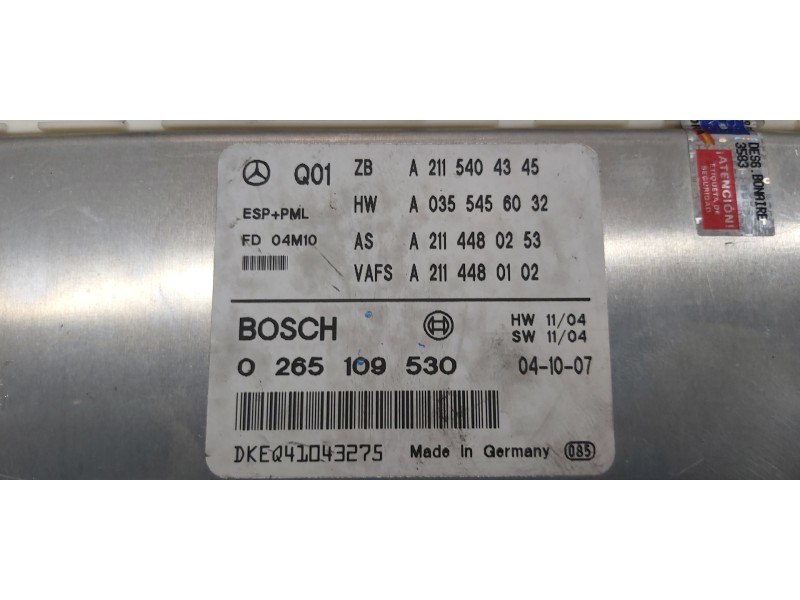 Recambio de centralita asientos para mercedes clase e (w211) familiar 280 t cdi (211.223) referencia OEM IAM A2115404345  