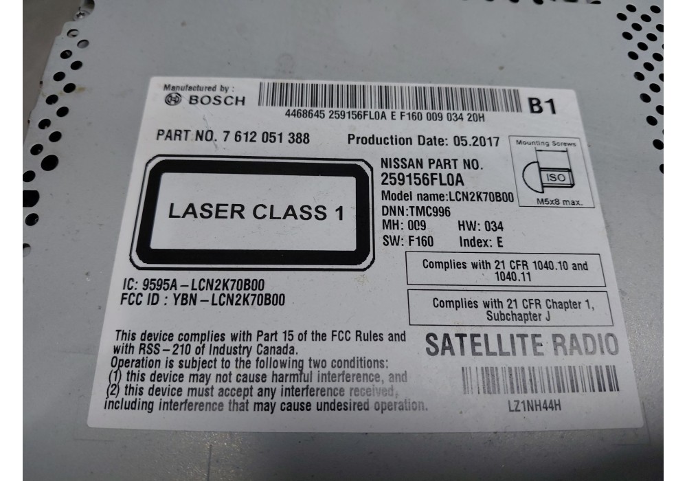 Recambio de sistema audio / radio cd para nissan x-trail iv 2.5 dci 4wd referencia OEM IAM 259156FL0A  