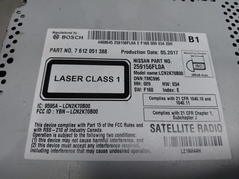Recambio de sistema audio / radio cd para nissan x-trail iv 2.5 dci 4wd referencia OEM IAM 259156FL0A  