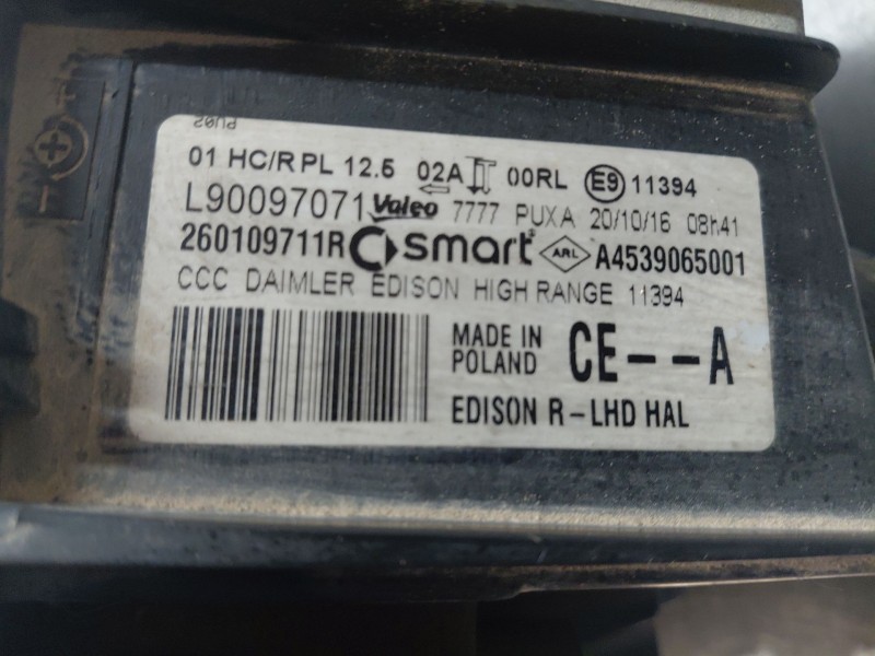 Recambio de faro derecho para smart forfour hatchback (453) 0.9 (453.044, 453.053) referencia OEM IAM   