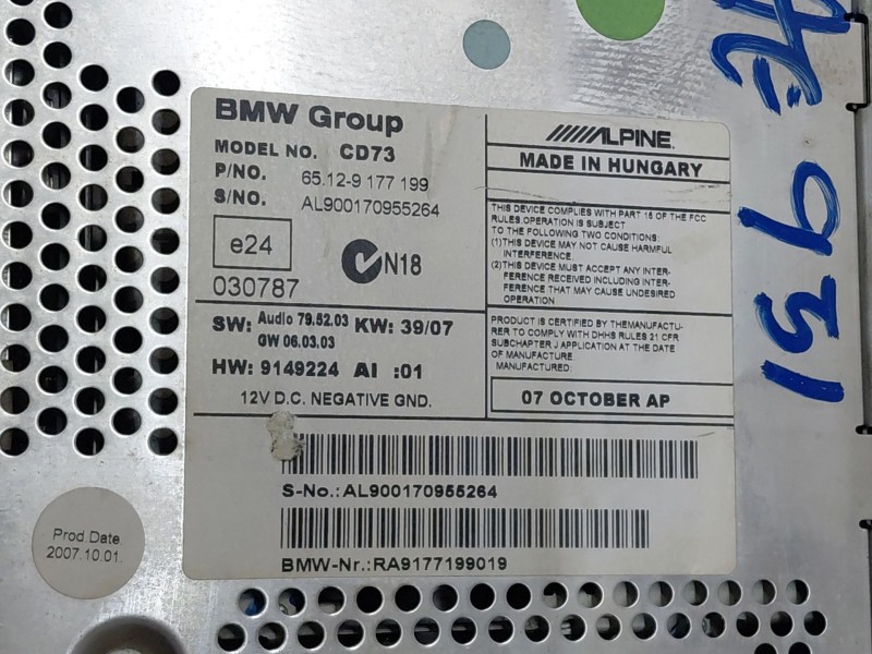 Recambio de sistema audio / radio cd para bmw 1 coupé (e82) 120 d referencia OEM IAM   