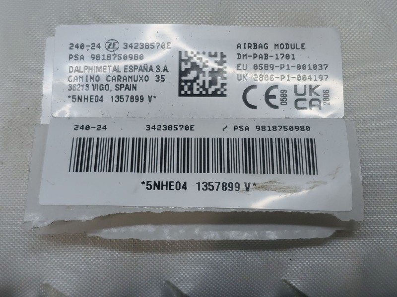 Recambio de kit airbag para peugeot rifter active pack referencia OEM IAM   