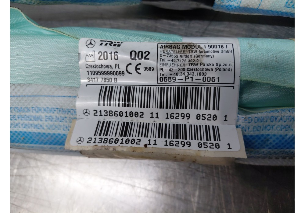 Recambio de airbag cortina delantero derecho para mercedes-benz clase e (w213) elegance referencia OEM IAM   