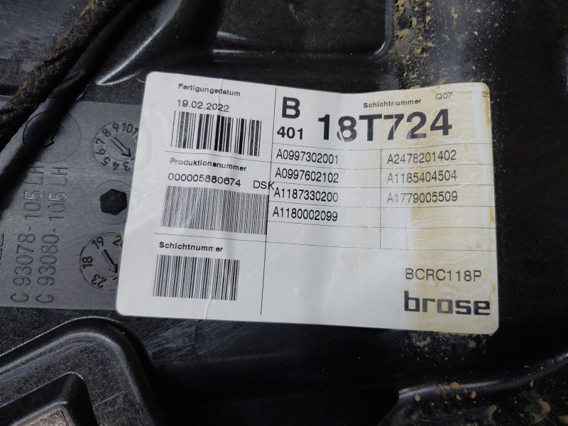 Recambio de elevalunas trasero izquierdo para mercedes-benz clase cla (w118) sedan referencia OEM IAM A1187300501  