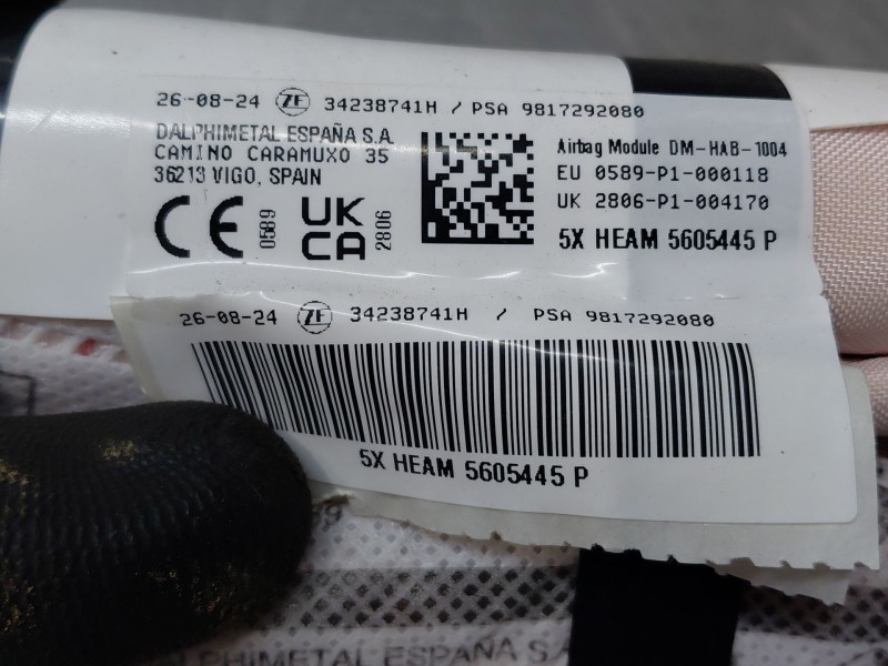Recambio de airbag cortina delantero derecho para peugeot rifter active pack referencia OEM IAM   
