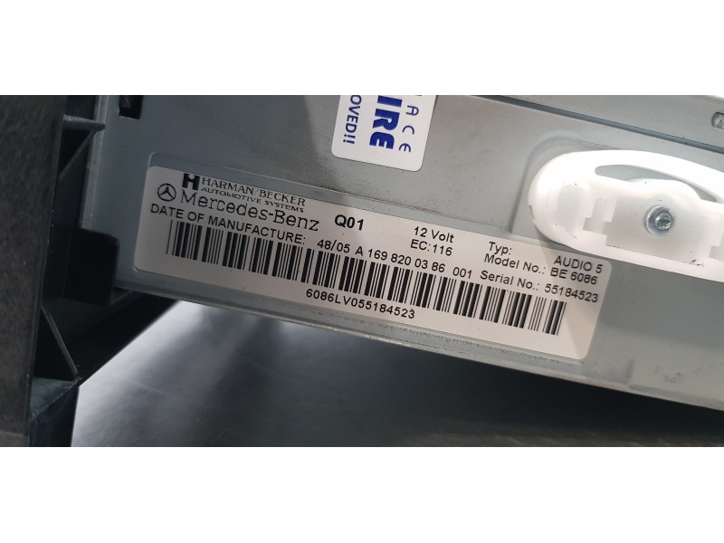 Recambio de sistema audio / radio cd para mercedes clase a (w169) a 150 (169.031) referencia OEM IAM A1698200386   Recambio de sistema audio / radio cd para mercedes clase a (w169) a 150 (169.031) referencia OEM IAM A1698200386
