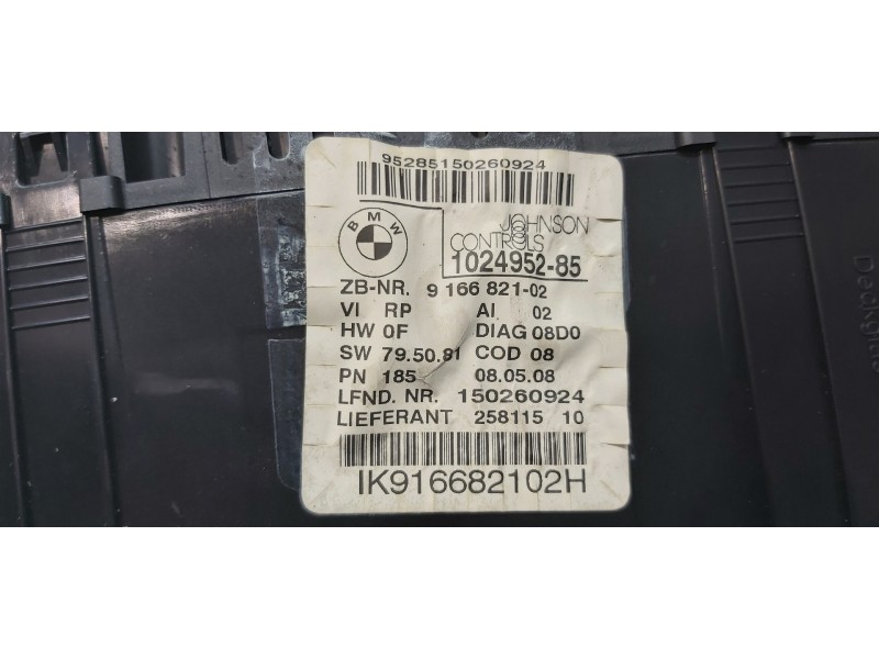 Recambio de cuadro instrumentos para bmw serie 1 berlina (e81/e87) 118d referencia OEM IAM 62109283801 9166821  Recambio de cuadro instrumentos para bmw serie 1 berlina (e81/e87) 118d referencia OEM IAM 62109283801 9166821