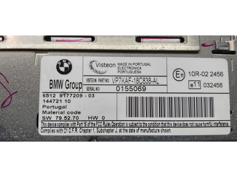 Recambio de sistema audio / radio cd para bmw serie 1 berlina (e81/e87) 118d referencia OEM IAM 65129177209   Recambio de sistema audio / radio cd para bmw serie 1 berlina (e81/e87) 118d referencia OEM IAM 65129177209