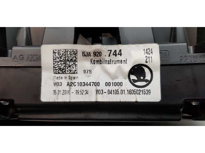 Recambio de cuadro instrumentos para skoda rapid active referencia OEM IAM 5JA920744   Recambio de cuadro instrumentos para skoda rapid active referencia OEM IAM 5JA920744