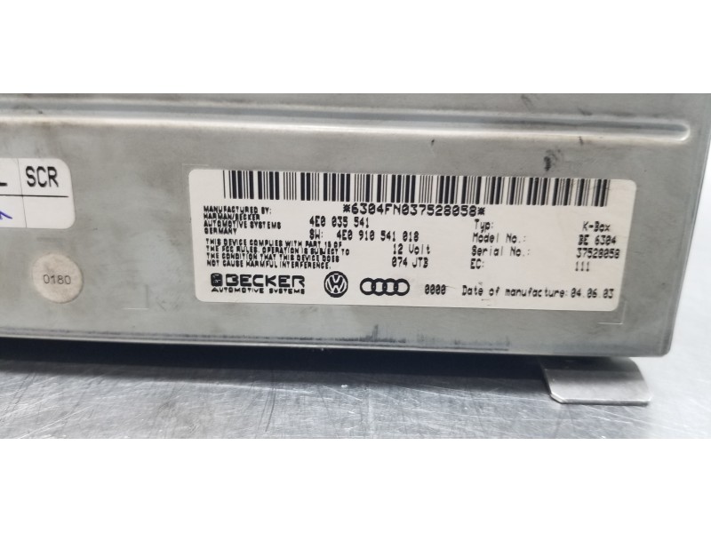 Recambio de sistema audio / radio cd para audi a8 (4e2) 4.2 quattro referencia OEM IAM 4E0035541 4E0035541BX 