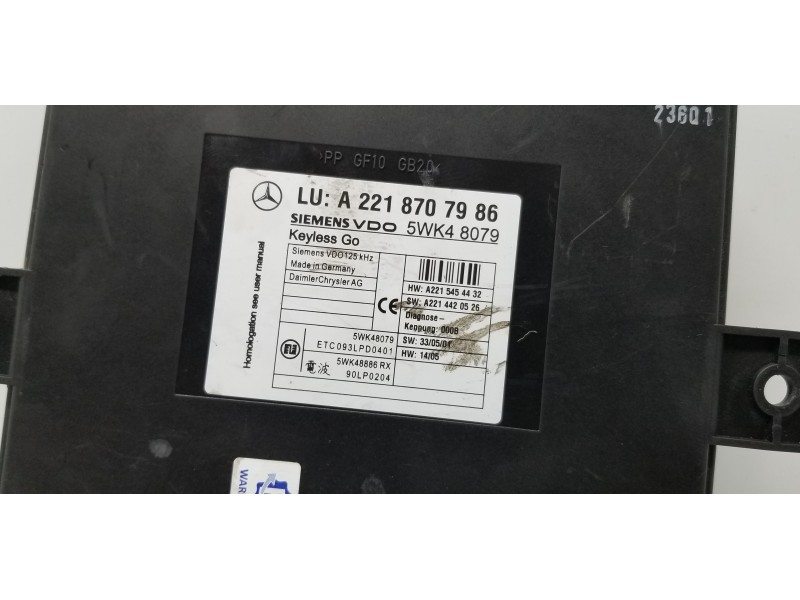 Recambio de modulo electronico para mercedes clase s (w221) berlina 320 / 350 cdi (221.022) referencia OEM IAM A2218707986  