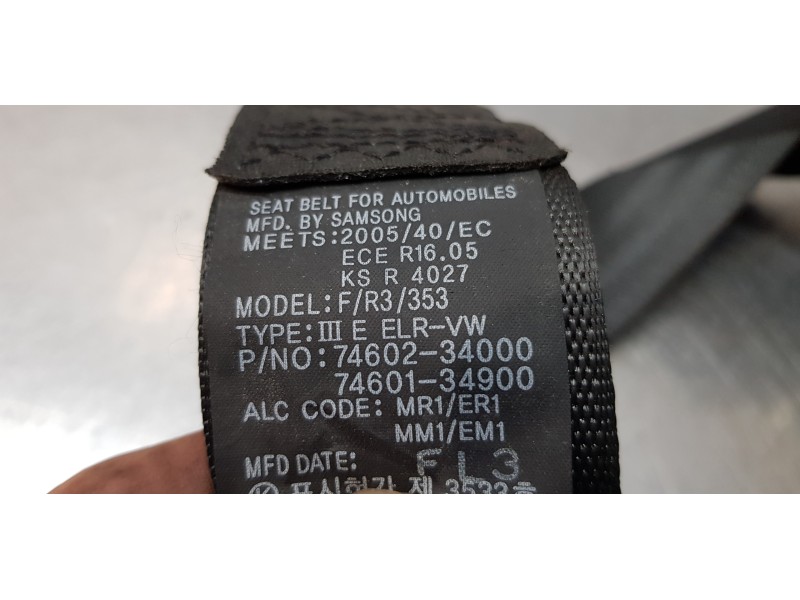 Recambio de cinturon seguridad delantero derecho para ssangyong korando crystal 4x2 referencia OEM IAM 7460234006LBA   Recambio de cinturon seguridad delantero derecho para ssangyong korando crystal 4x2 referencia OEM IAM 7460234006LBA