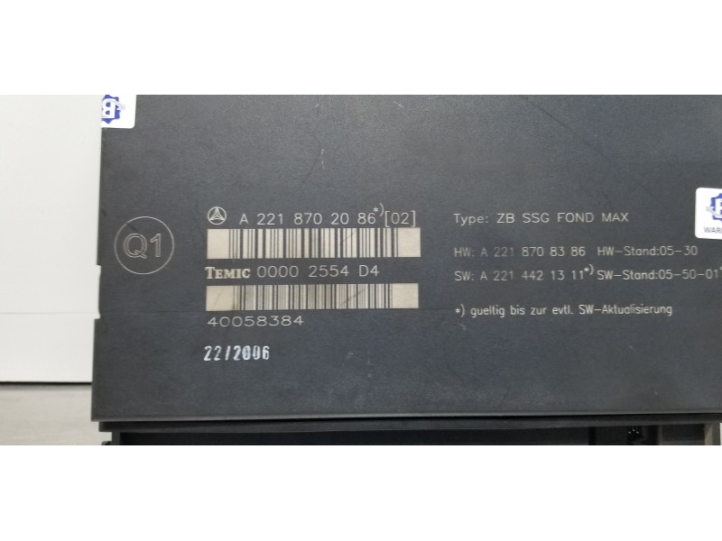 Recambio de modulo electronico para mercedes clase s (w221) berlina 320 / 350 cdi (221.022) referencia OEM IAM A2218702086  