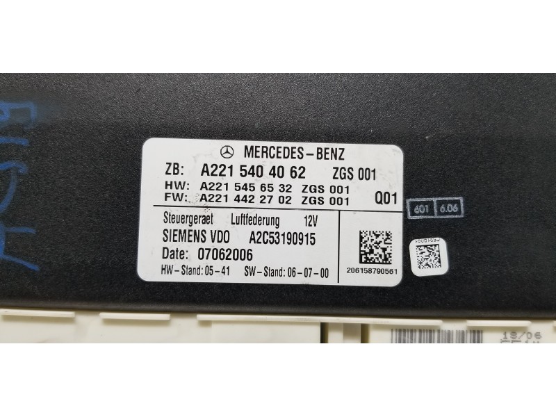 Recambio de centralita suspension para mercedes clase s (w221) berlina 320 / 350 cdi (221.022) referencia OEM IAM A2215404062  