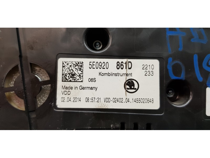 Recambio de cuadro instrumentos para skoda octavia lim. (5e3) active referencia OEM IAM 5E0920861D   Recambio de cuadro instrumentos para skoda octavia lim. (5e3) active referencia OEM IAM 5E0920861D
