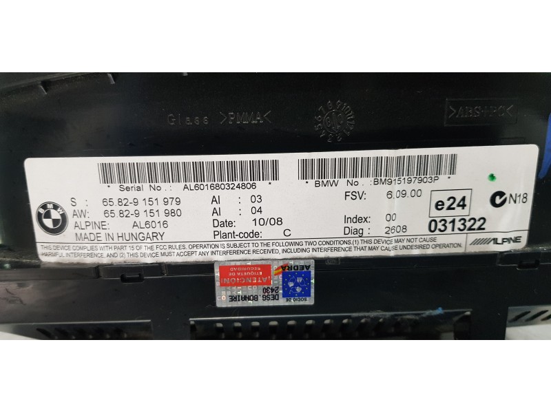 Recambio de pantalla multifuncion para bmw serie 3 cabrio (e93) 325d referencia OEM IAM 65829151979   Recambio de pantalla multifuncion para bmw serie 3 cabrio (e93) 325d referencia OEM IAM 65829151979