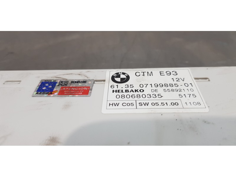 Recambio de modulo electronico para bmw serie 3 cabrio (e93) 325d referencia OEM IAM 613507199885   Recambio de modulo electronico para bmw serie 3 cabrio (e93) 325d referencia OEM IAM 613507199885