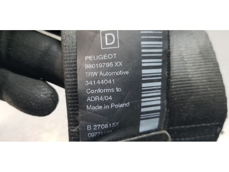 Recambio de cinturon seguridad delantero derecho para peugeot 5008 access referencia OEM IAM 98019795XX   Recambio de cinturon seguridad delantero derecho para peugeot 5008 access referencia OEM IAM 98019795XX