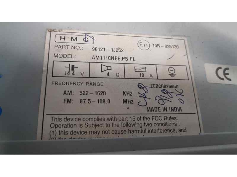 Recambio de sistema audio / radio cd para hyundai i20 tecno s ii referencia OEM IAM 961211J252  