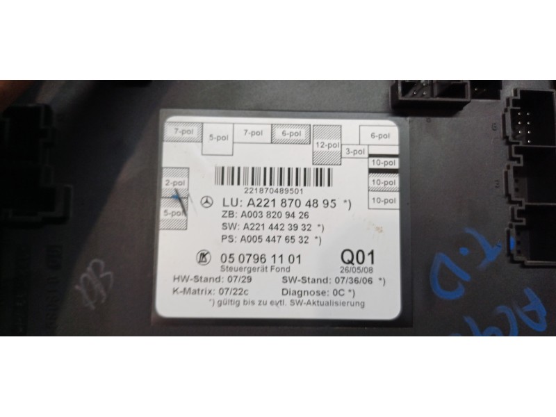 Recambio de modulo electronico para mercedes clase s (w221) berlina 320 / 350 cdi (221.022) referencia OEM IAM A2218704895  