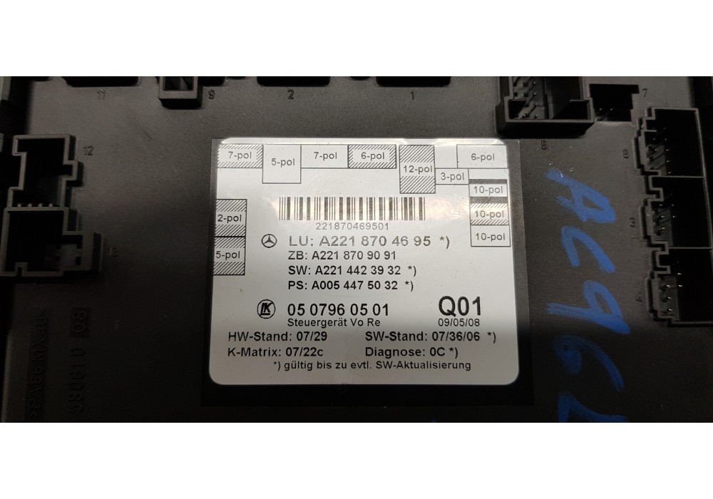 Recambio de modulo electronico para mercedes clase s (w221) berlina 320 / 350 cdi (221.022) referencia OEM IAM A2218704695  