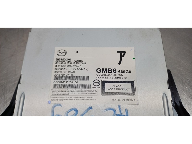 Recambio de sistema audio / radio cd para mazda 6 lim. (gh)(.2012) luxury referencia OEM IAM GMB6669G0  