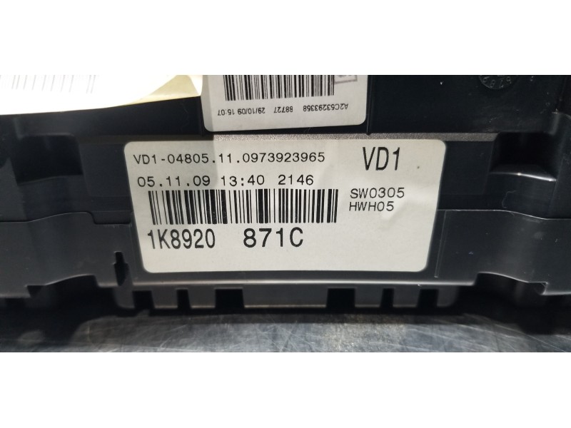 Recambio de cuadro instrumentos para volkswagen scirocco (137) 2.0 tdi (103kw) bluemotion referencia OEM IAM 1K8920871C 1K892087