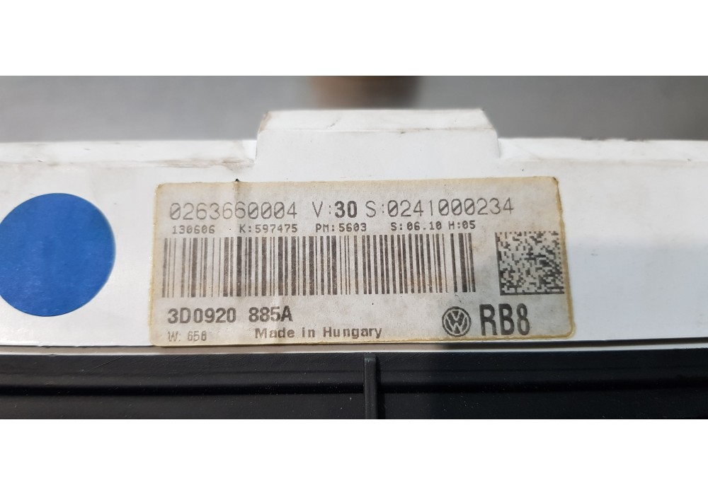 Recambio de cuadro instrumentos para volkswagen phaeton (3d2/3d8) tdi v6 4motion (5 asientos) referencia OEM IAM 3D0920885A   Recambio de cuadro instrumentos para volkswagen phaeton (3d2/3d8) tdi v6 4motion (5 asientos) referencia OEM IAM 3D0920885A