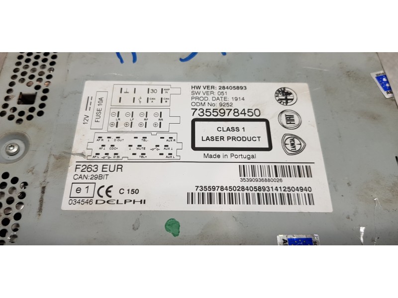 Recambio de sistema audio / radio cd para fiat doblo my doblo referencia OEM IAM 735597845   Recambio de sistema audio / radio cd para fiat doblo my doblo referencia OEM IAM 735597845