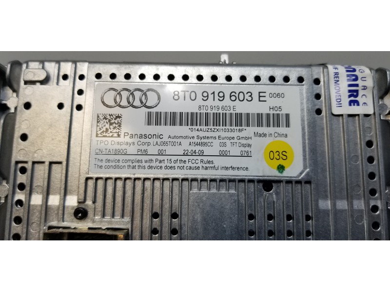 Recambio de pantalla multifuncion para audi a4 ber. (b8) básico referencia OEM IAM 8T0919603E   Recambio de pantalla multifuncion para audi a4 ber. (b8) básico referencia OEM IAM 8T0919603E