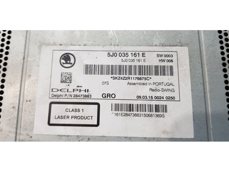 Recambio de sistema audio / radio cd para skoda rapid active referencia OEM IAM 5J0035161E   Recambio de sistema audio / radio cd para skoda rapid active referencia OEM IAM 5J0035161E