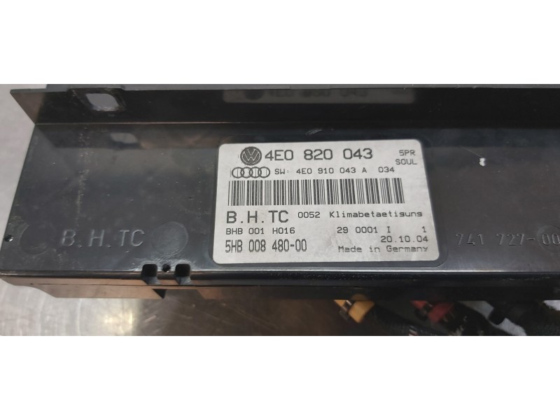 Recambio de mando climatizador para audi a8 (4e2) 4.2 quattro referencia OEM IAM 4E0820043F5PR   Recambio de mando climatizador para audi a8 (4e2) 4.2 quattro referencia OEM IAM 4E0820043F5PR