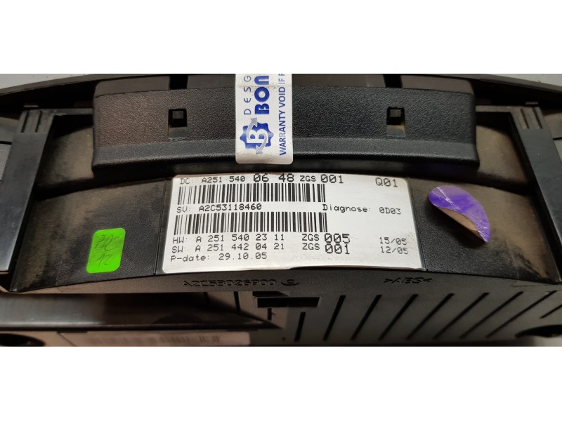 Recambio de cuadro instrumentos para mercedes clase r (w251) 320 cdi (251.022) referencia OEM IAM A2515400648  