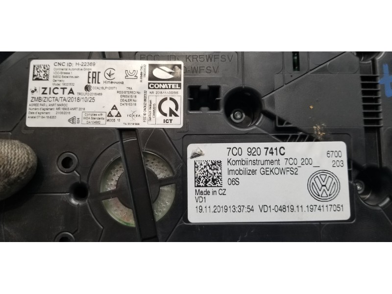 Recambio de cuadro instrumentos para volkswagen crafter kasten (sy) furgón 35 bl ta fwd referencia OEM IAM 7C0920741C  