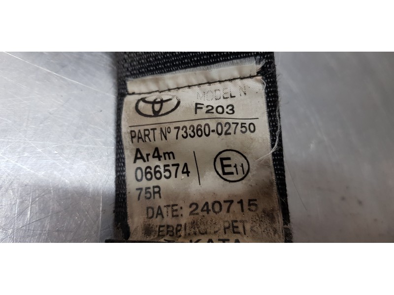Recambio de cinturon seguridad trasero derecho para toyota auris touring sports (e18) hybrid active referencia OEM IAM 733600275 Recambio de cinturon seguridad trasero derecho para toyota auris touring sports (e18) hybrid active referencia OEM IAM 733600275