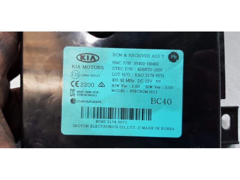 Recambio de modulo confort para kia rio (yb) attract referencia OEM IAM 95400H8400  