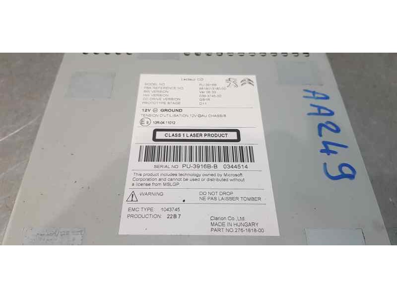 Recambio de sistema audio / radio cd para citroen ds4 desire referencia OEM IAM 9818013180   Recambio de sistema audio / radio cd para citroen ds4 desire referencia OEM IAM 9818013180