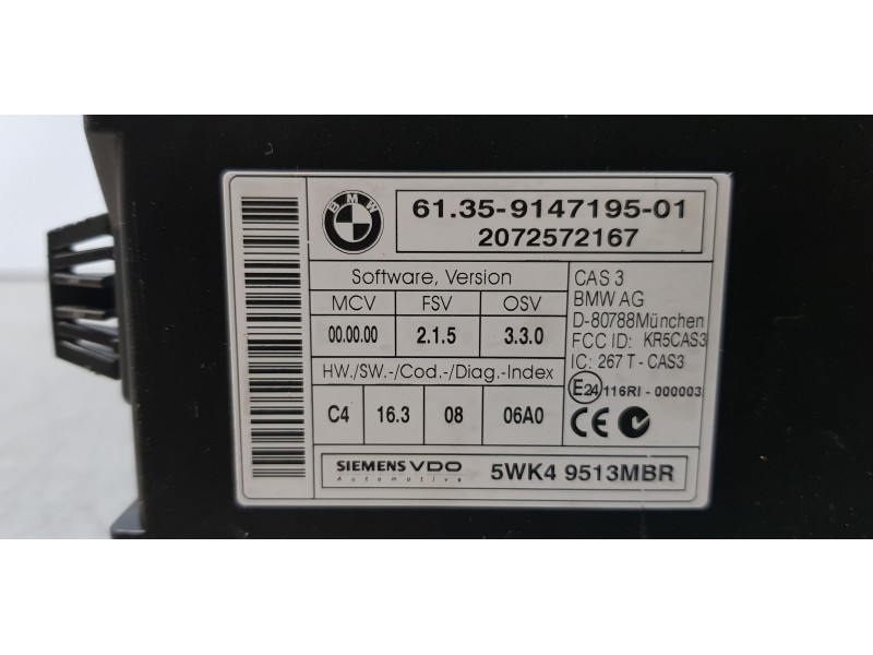 Recambio de modulo electronico para bmw serie 1 berlina (e81/e87) 116i referencia OEM IAM 9147195   Recambio de modulo electronico para bmw serie 1 berlina (e81/e87) 116i referencia OEM IAM 9147195